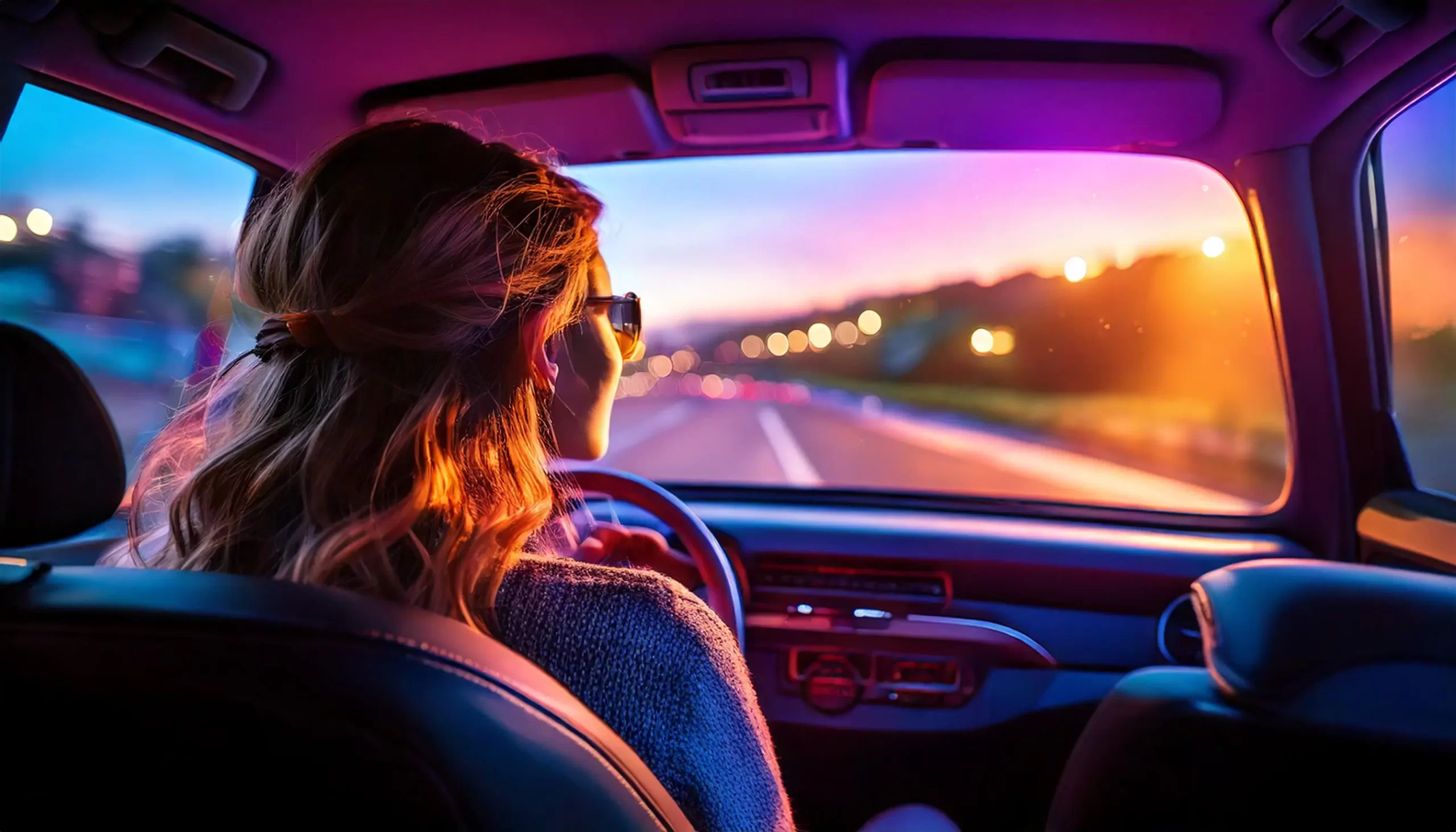 Imagem de uma condutora dentro do carro após conseguir a troca da carta de condução no IMT