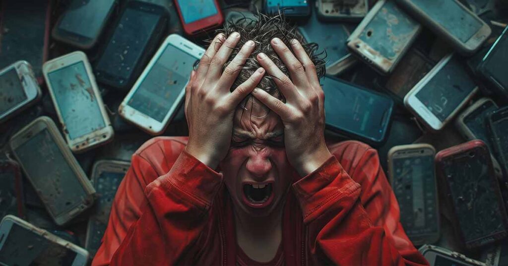 homem com problema de saúde mental no trabalho - freepik AI